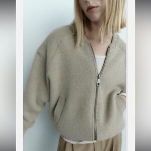 Zara knit zip cardigan sweater